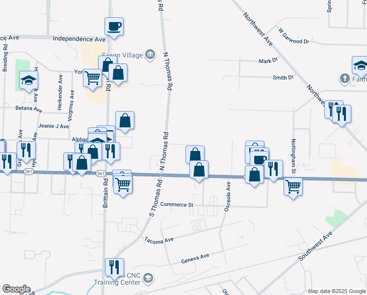 map of restaurants, bars, coffee shops, grocery stores, and more near 444 West Avenue in Tallmadge