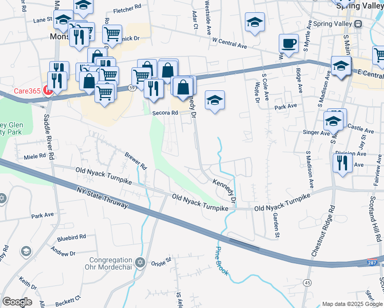 map of restaurants, bars, coffee shops, grocery stores, and more near 234 Kennedy Drive in Spring Valley