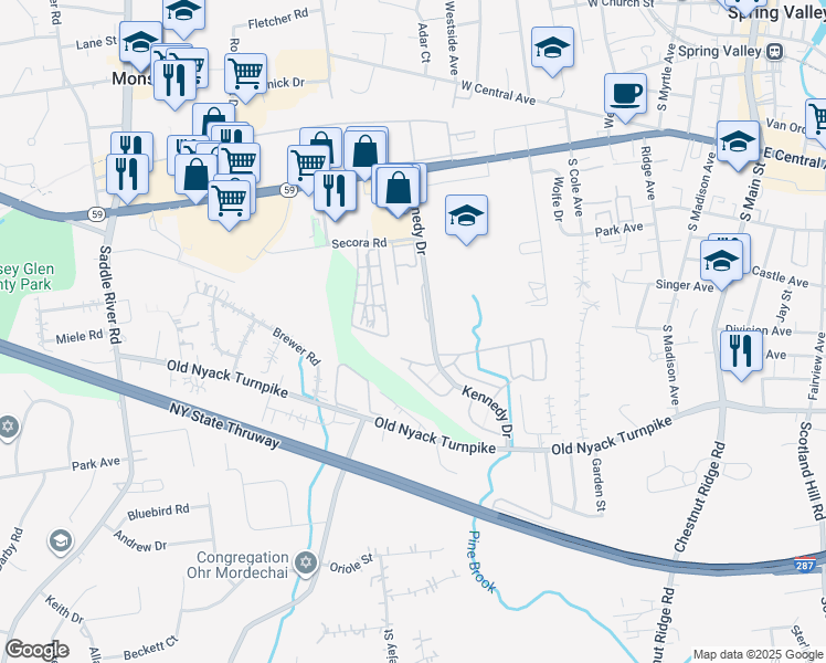 map of restaurants, bars, coffee shops, grocery stores, and more near 234 Kennedy Drive in Spring Valley