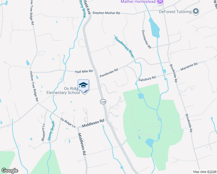 map of restaurants, bars, coffee shops, grocery stores, and more near 10 Pembroke Road in Darien