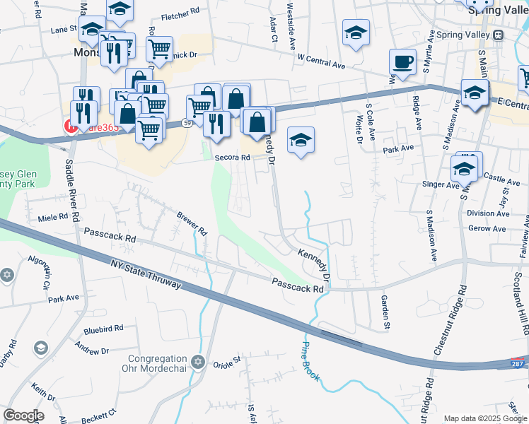 map of restaurants, bars, coffee shops, grocery stores, and more near 234 Kennedy Drive in Spring Valley