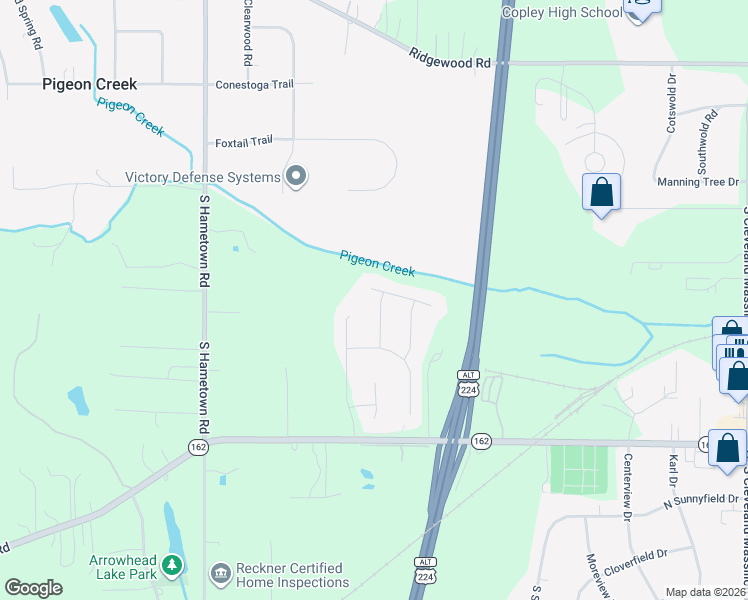 map of restaurants, bars, coffee shops, grocery stores, and more near 3967 Encell in Akron