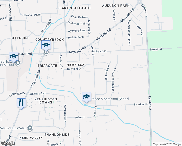 map of restaurants, bars, coffee shops, grocery stores, and more near 8427 Harwick Court in Fort Wayne