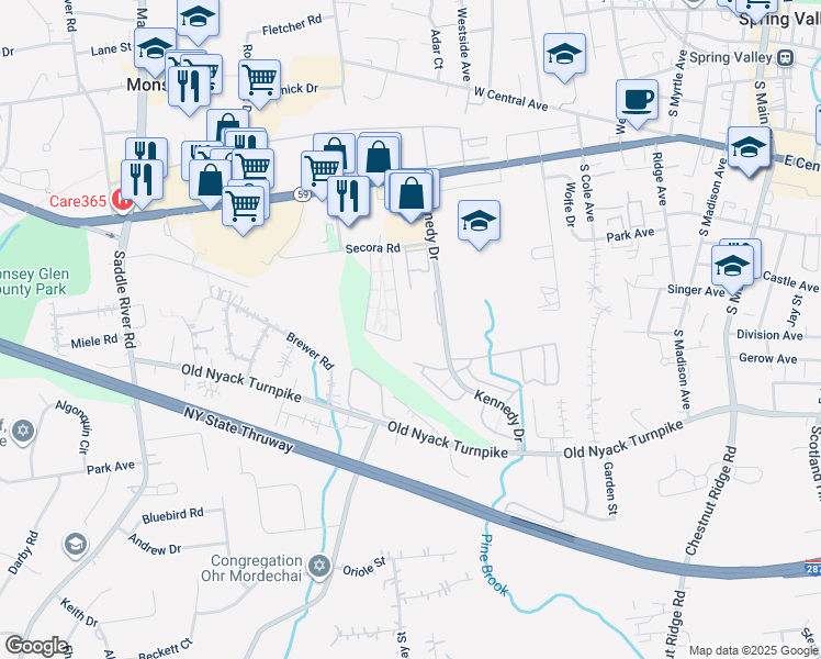 map of restaurants, bars, coffee shops, grocery stores, and more near 234 Kennedy Drive in Spring Valley