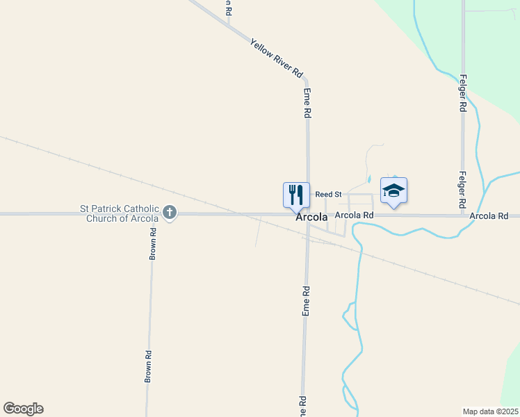 map of restaurants, bars, coffee shops, grocery stores, and more near 11724 Arcola Road in Arcola