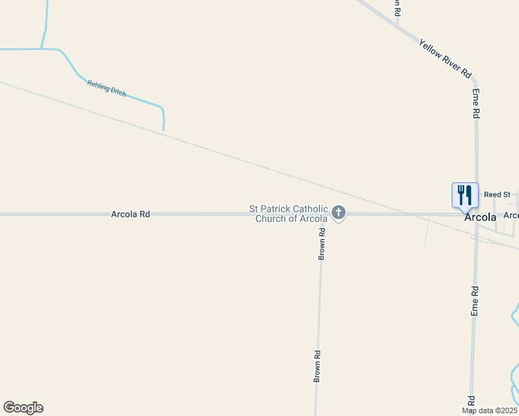 map of restaurants, bars, coffee shops, grocery stores, and more near 12718 Arcola Road in Fort Wayne