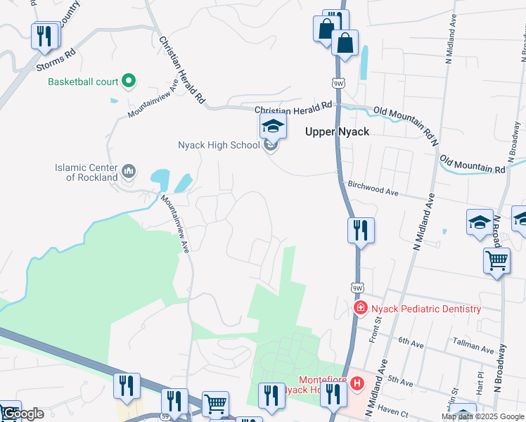 map of restaurants, bars, coffee shops, grocery stores, and more near 616 Sierra Vista Lane in Valley Cottage