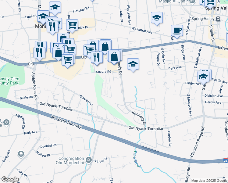 map of restaurants, bars, coffee shops, grocery stores, and more near 234 Kennedy Drive in Spring Valley