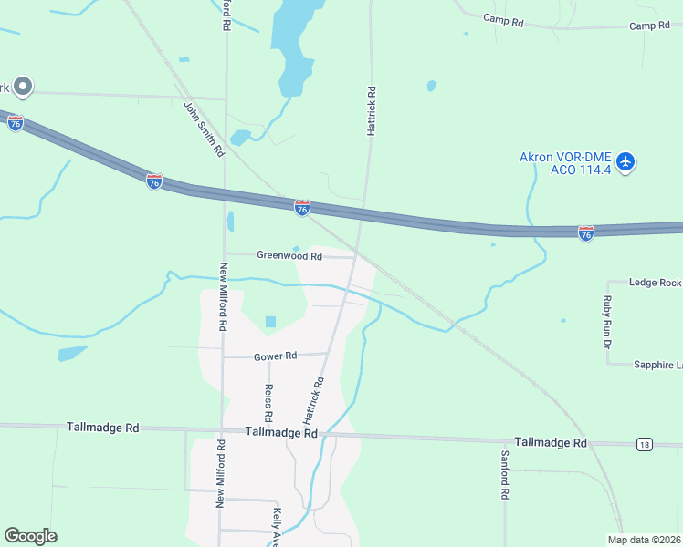 map of restaurants, bars, coffee shops, grocery stores, and more near 4225 Hattrick Road in Rootstown