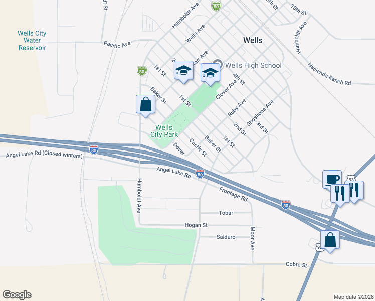 map of restaurants, bars, coffee shops, grocery stores, and more near 539-551 Dover in Wells
