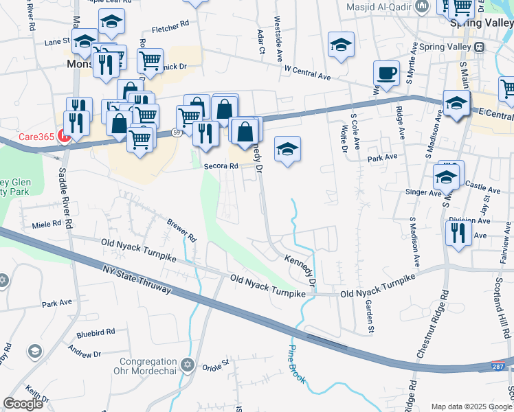 map of restaurants, bars, coffee shops, grocery stores, and more near 234 Kennedy Drive in Spring Valley