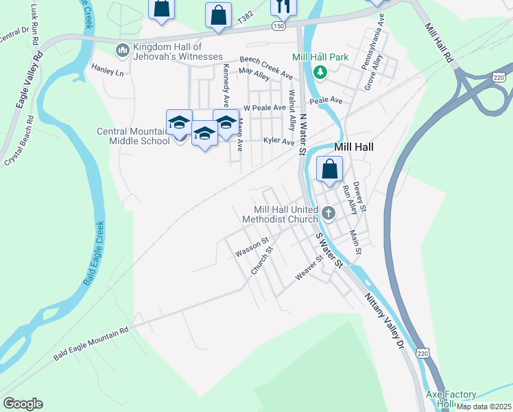 map of restaurants, bars, coffee shops, grocery stores, and more near 94 Jay Street in Mill Hall