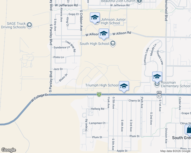 map of restaurants, bars, coffee shops, grocery stores, and more near 4316 Avenue B2 in Cheyenne