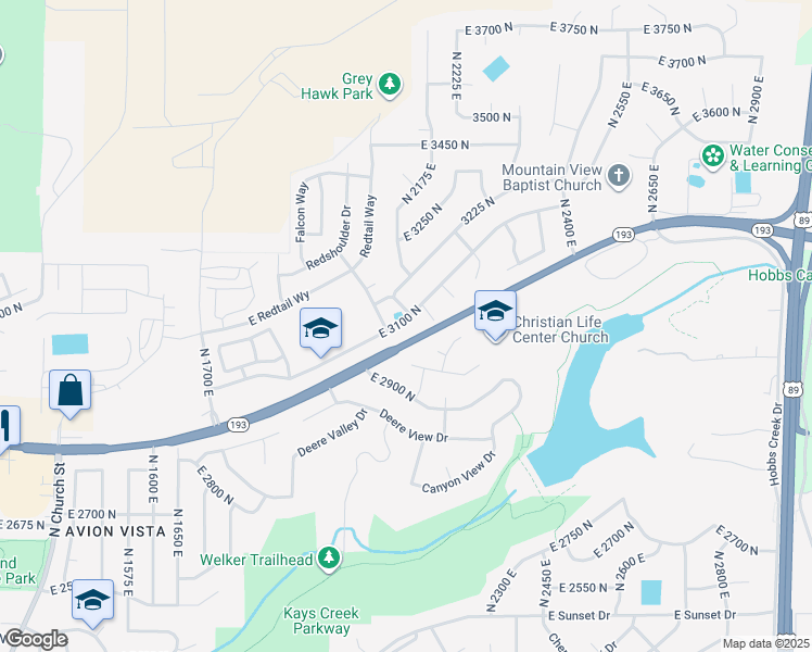 map of restaurants, bars, coffee shops, grocery stores, and more near 2102 East 3100 North in Layton
