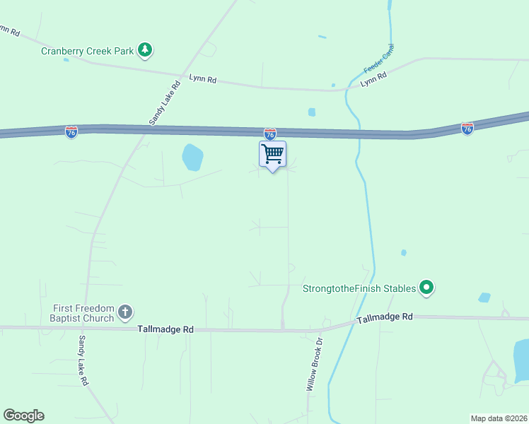 map of restaurants, bars, coffee shops, grocery stores, and more near 2417 Deer Run in Ravenna