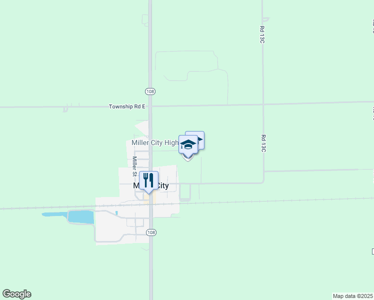 map of restaurants, bars, coffee shops, grocery stores, and more near 5195 Ohio 108 in Leipsic