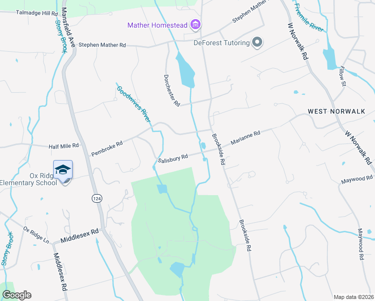 map of restaurants, bars, coffee shops, grocery stores, and more near 104 Pembroke Road in Darien