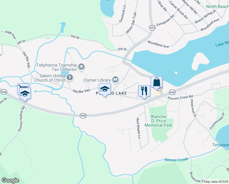 map of restaurants, bars, coffee shops, grocery stores, and more near in Pocono Pines