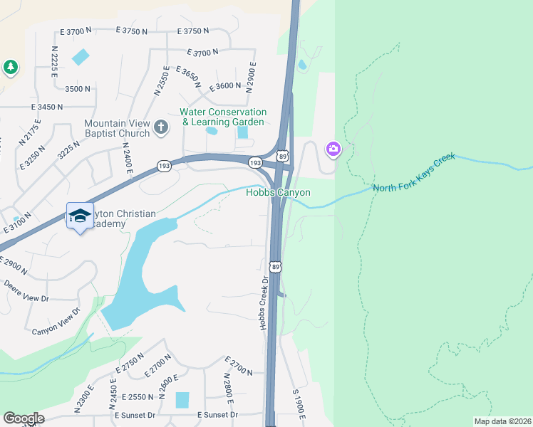 map of restaurants, bars, coffee shops, grocery stores, and more near 2891 Hobbs Creek Drive in Layton