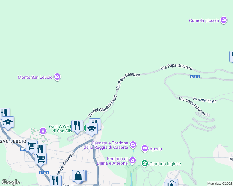 map of restaurants, bars, coffee shops, grocery stores, and more near Via Papa Gennaro in Provincia di Caserta