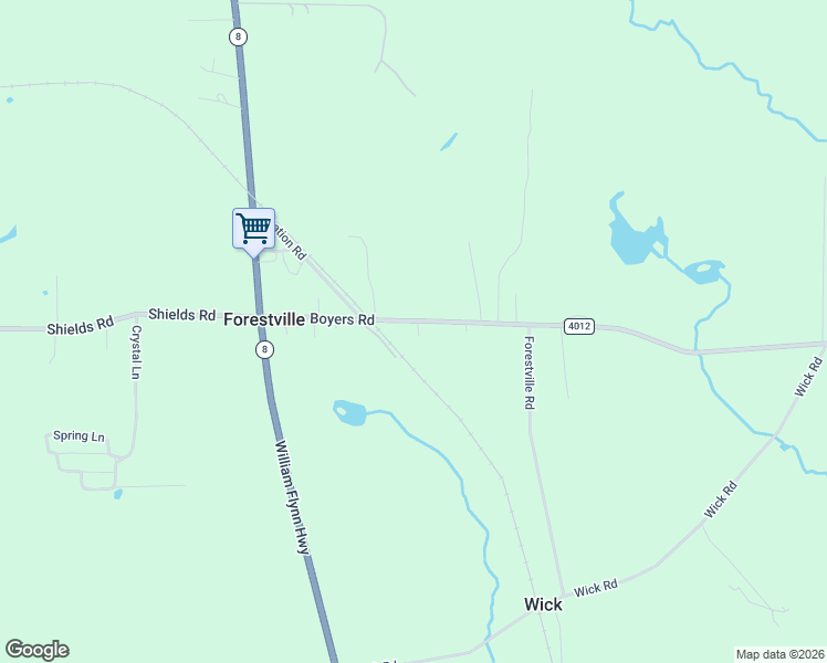 map of restaurants, bars, coffee shops, grocery stores, and more near 229 Boyers Road in Harrisville