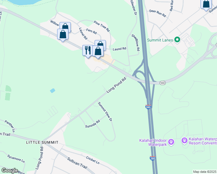 map of restaurants, bars, coffee shops, grocery stores, and more near 2995 Long Pond Road in Pocono Summit