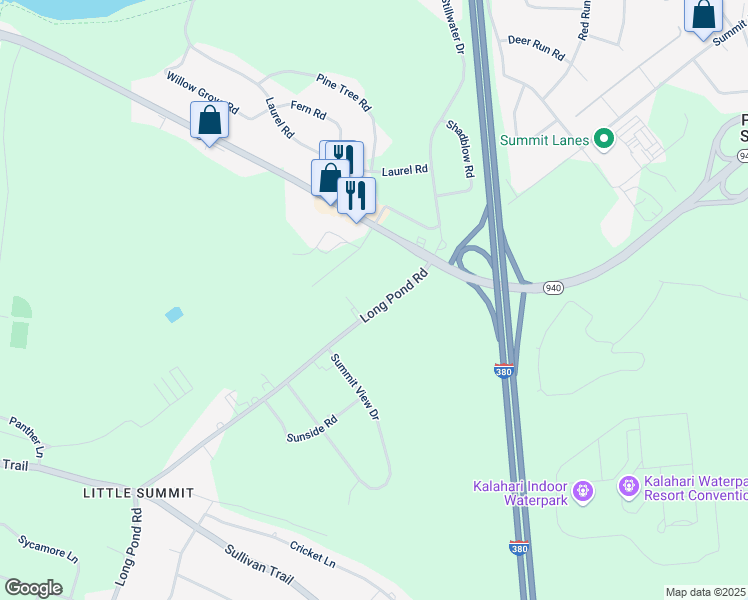 map of restaurants, bars, coffee shops, grocery stores, and more near 2995 Long Pond Road in Pocono Summit