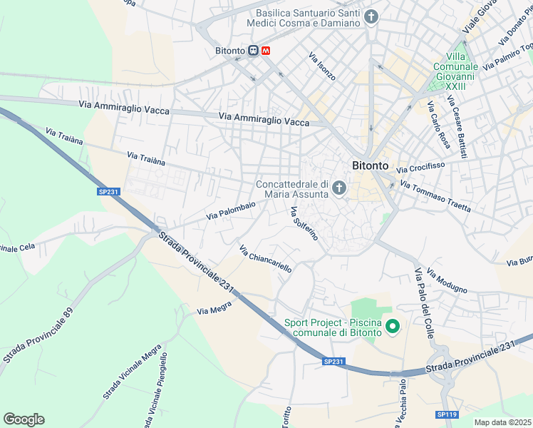 map of restaurants, bars, coffee shops, grocery stores, and more near 5 Via Anonimo Ravennate in Bitonto