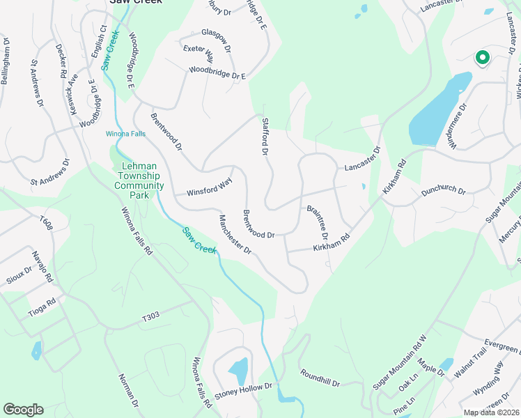 map of restaurants, bars, coffee shops, grocery stores, and more near Stafford Rd in Bushkill