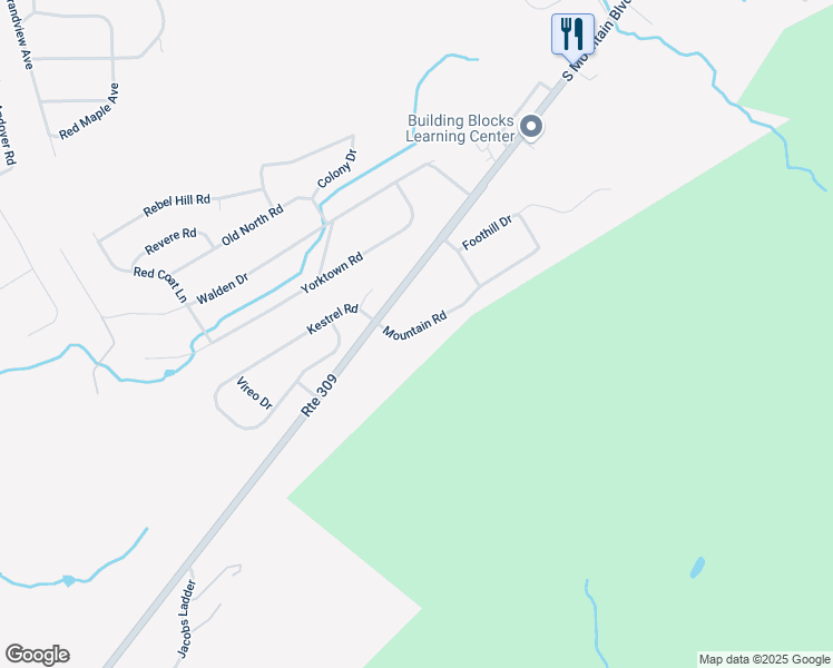 map of restaurants, bars, coffee shops, grocery stores, and more near 68-72 Mountain Road in Mountain Top