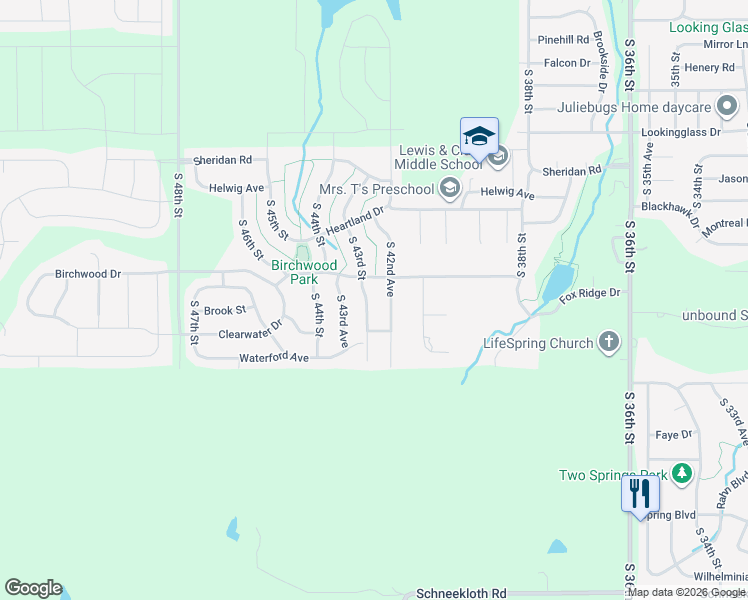 map of restaurants, bars, coffee shops, grocery stores, and more near 13717 South 43rd Street in Bellevue