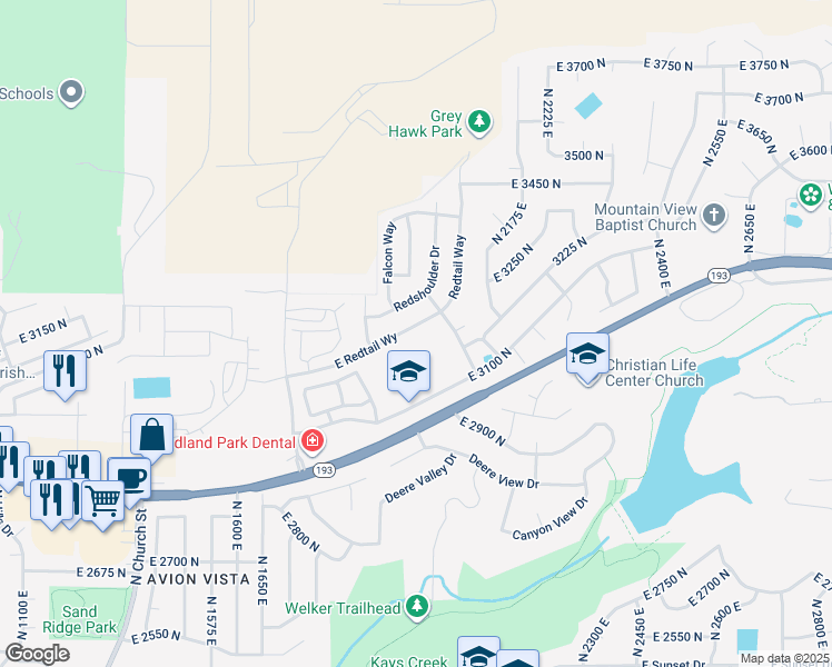 map of restaurants, bars, coffee shops, grocery stores, and more near 2008 Redtail in Layton