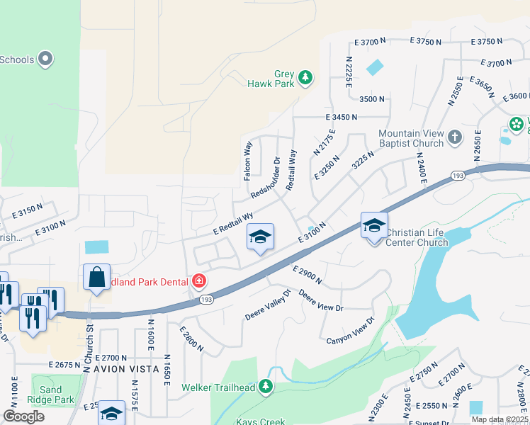 map of restaurants, bars, coffee shops, grocery stores, and more near 2008 Redtail in Layton