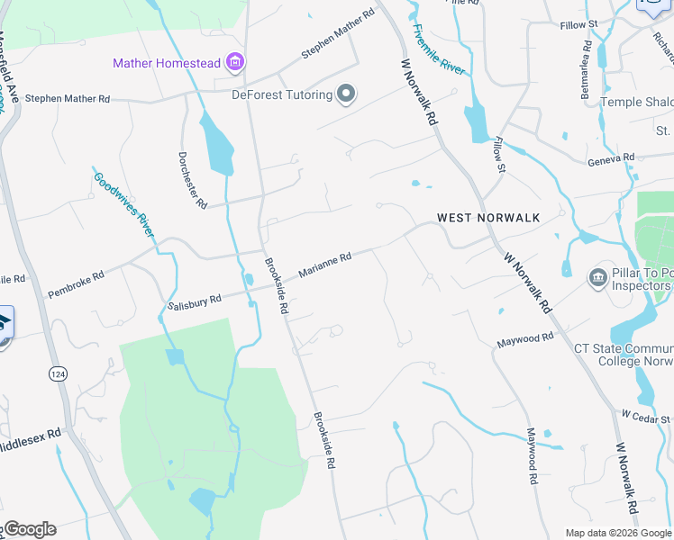 map of restaurants, bars, coffee shops, grocery stores, and more near 15 Marianne Road in Darien
