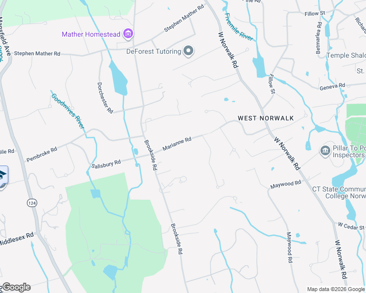 map of restaurants, bars, coffee shops, grocery stores, and more near 15 Marianne Road in Darien