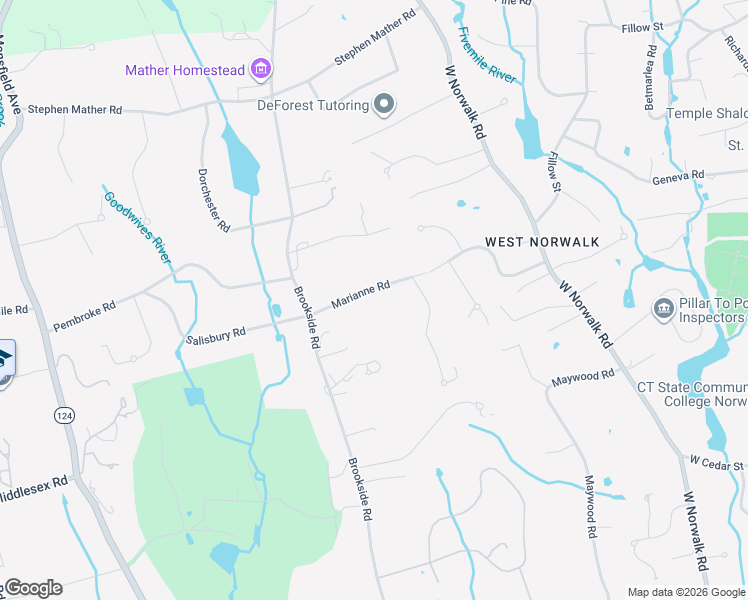 map of restaurants, bars, coffee shops, grocery stores, and more near 15 Marianne Road in Darien