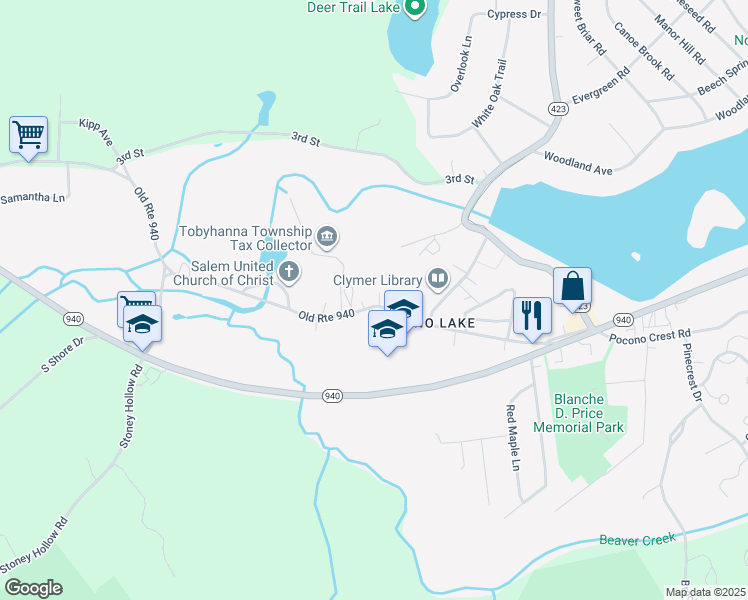 map of restaurants, bars, coffee shops, grocery stores, and more near 383 Old Route 940 in Pocono Pines