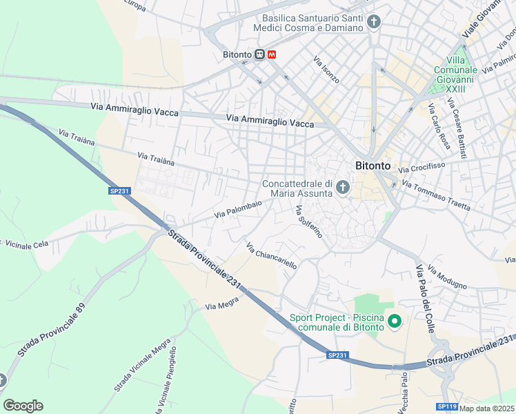 map of restaurants, bars, coffee shops, grocery stores, and more near 5 Via Anonimo Ravennate in Bitonto