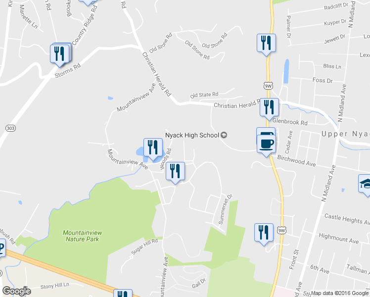 map of restaurants, bars, coffee shops, grocery stores, and more near 758 Sierra Vista Lane in Valley Cottage