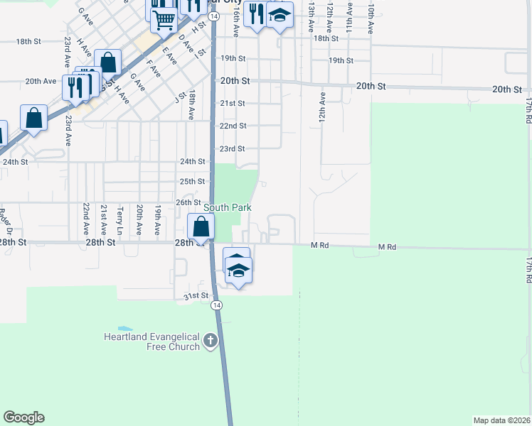 map of restaurants, bars, coffee shops, grocery stores, and more near 1317 27th Street in Central City