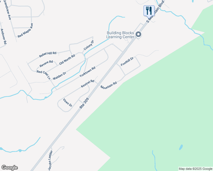 map of restaurants, bars, coffee shops, grocery stores, and more near 68 Mountain Road in Mountain Top