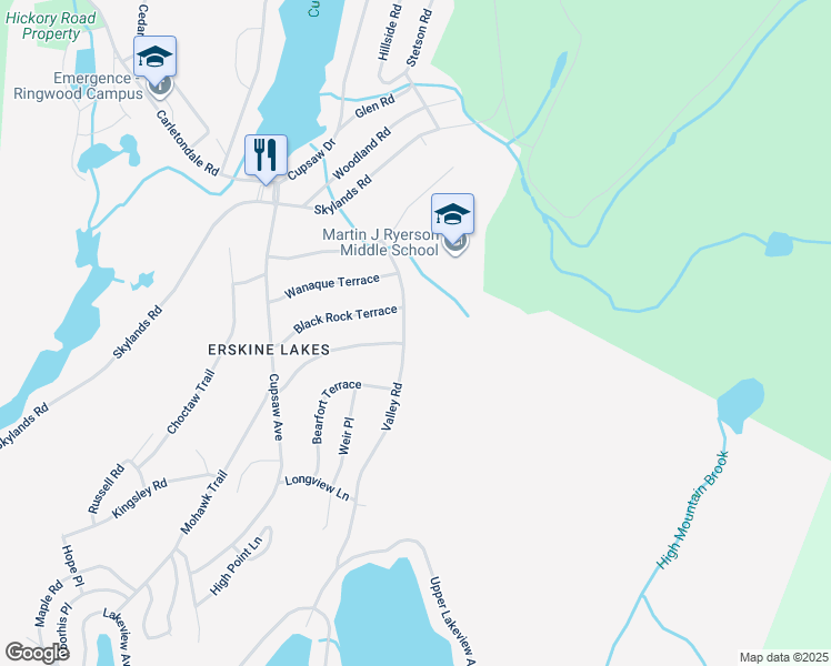map of restaurants, bars, coffee shops, grocery stores, and more near 102 Valley Road in Ringwood