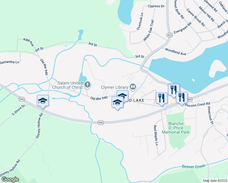 map of restaurants, bars, coffee shops, grocery stores, and more near 376 Old Route 940 in Pocono Pines