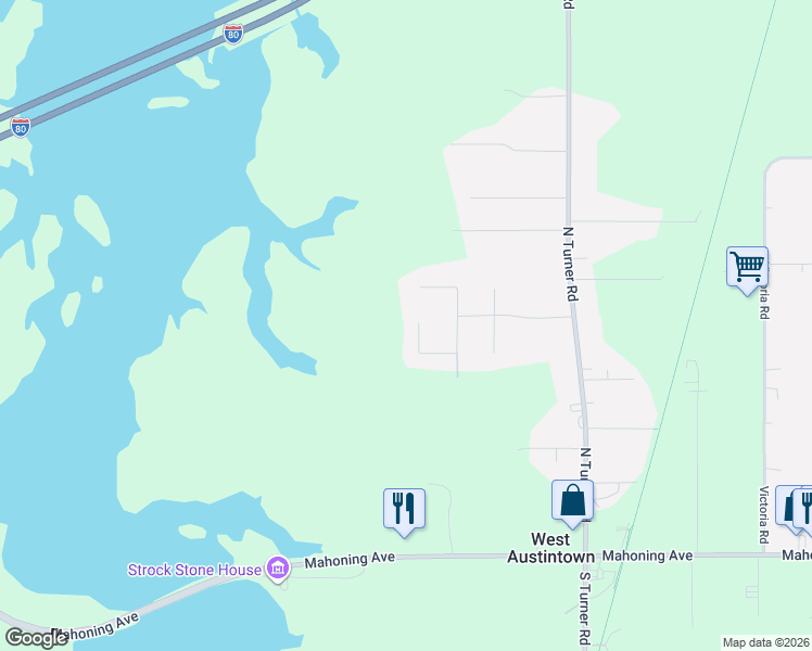 map of restaurants, bars, coffee shops, grocery stores, and more near 180 Edgewater Drive in Youngstown