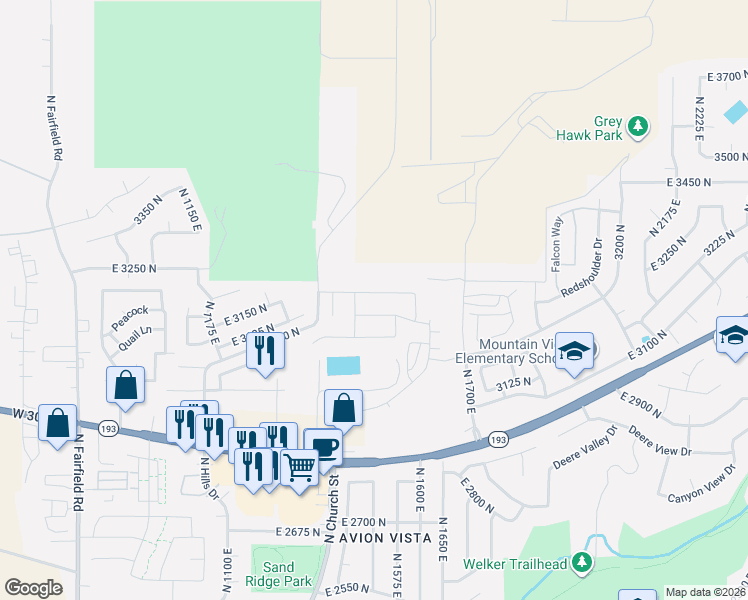 map of restaurants, bars, coffee shops, grocery stores, and more near 1534 East 3225 North in Layton