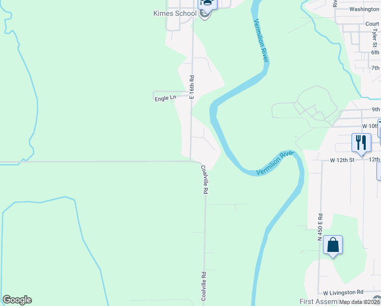map of restaurants, bars, coffee shops, grocery stores, and more near 1227 Columbus Road in Streator