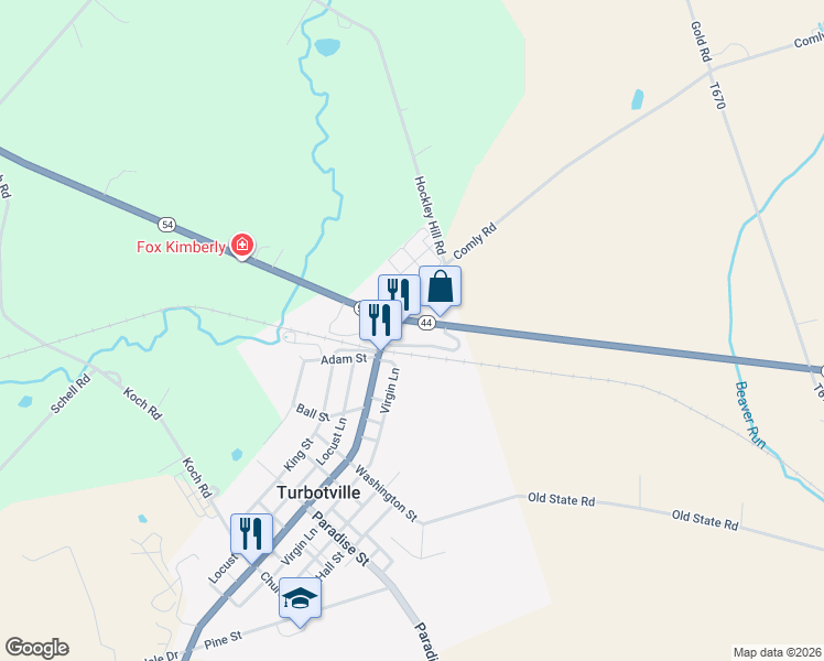 map of restaurants, bars, coffee shops, grocery stores, and more near 4745 Pennsylvania 54 in Turbotville