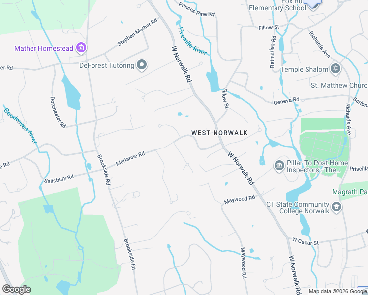 map of restaurants, bars, coffee shops, grocery stores, and more near 19 Ravenwood Road in Norwalk