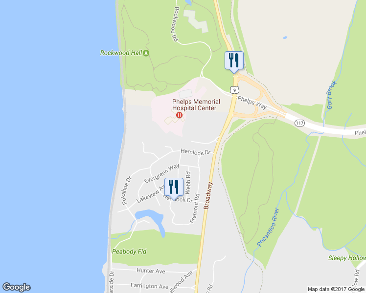 map of restaurants, bars, coffee shops, grocery stores, and more near 48 Hemlock Drive in Sleepy Hollow