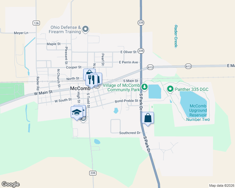 map of restaurants, bars, coffee shops, grocery stores, and more near 272 Southcrest Drive in McComb